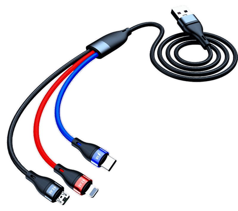 3-i-1 USB Oplader Kabel til Apple og Android, position 1