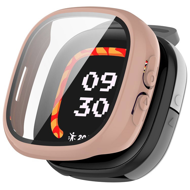 Pink beskyttelsescover til Fitbit Ace LTE set bagfra