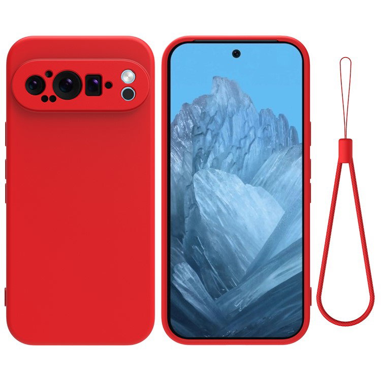 Rødt silikonecover til Google Pixel 9 Pro XL bagfra