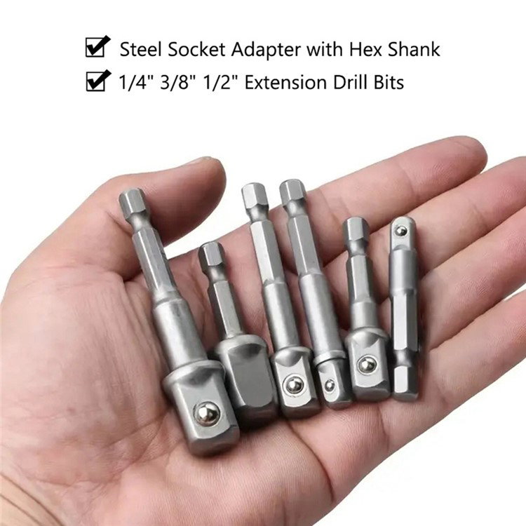 Adaptere i størrelserne 1/2", 3/8" og 1/4"