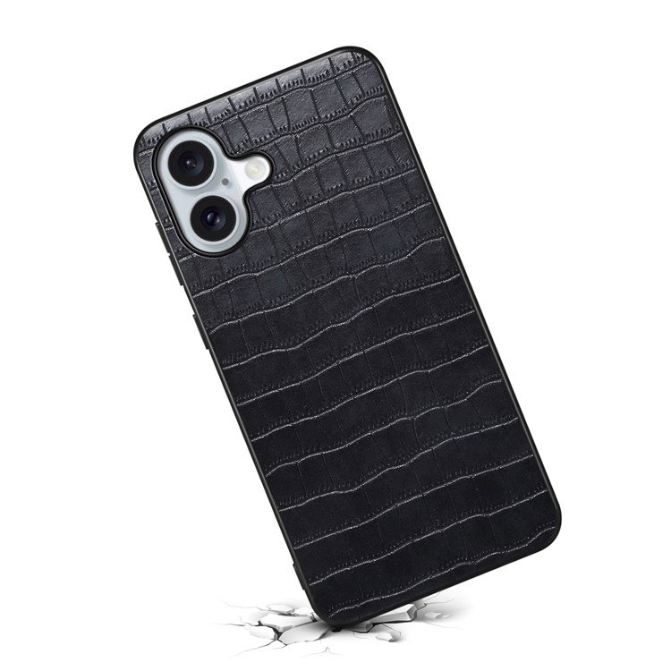 Nærbillede af krokodillestruktur på iPhone 16 cover