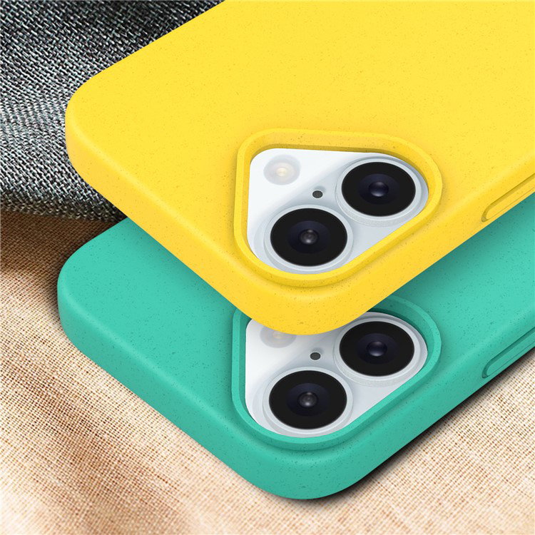 iPhone 16 gul cover monteret på telefon