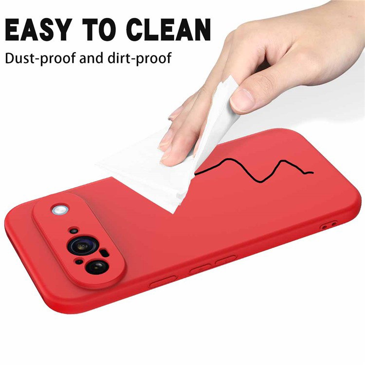 Google Pixel 9 Silikone Cover med Håndrem Rød håndrem detalje