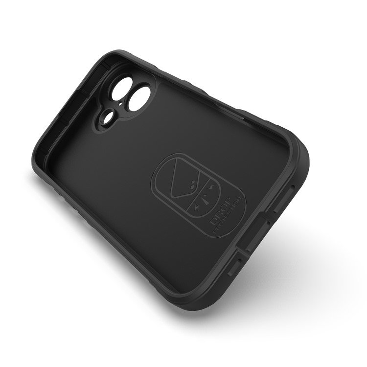 Detaljebillede af hævede kanter på iPhone 16 Plus cover