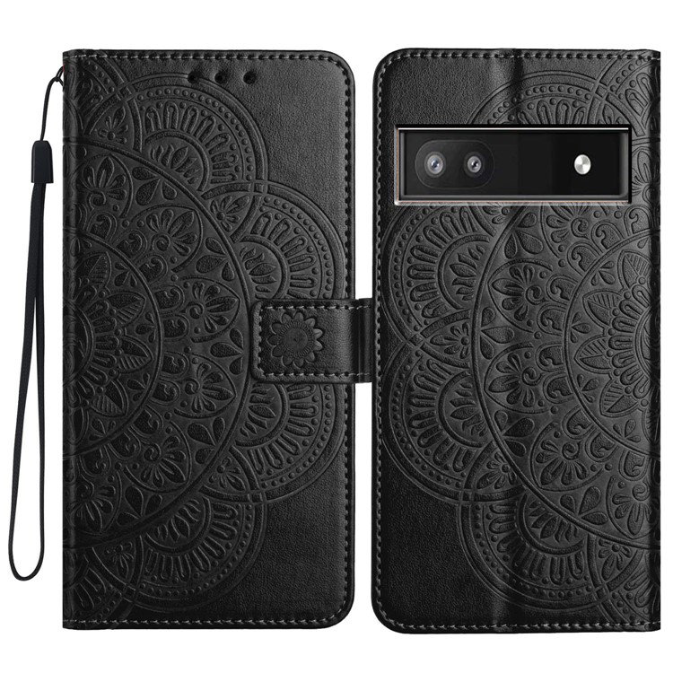 Google Pixel 8a Læder Etui med Mandalamønster - Bagsidevisning