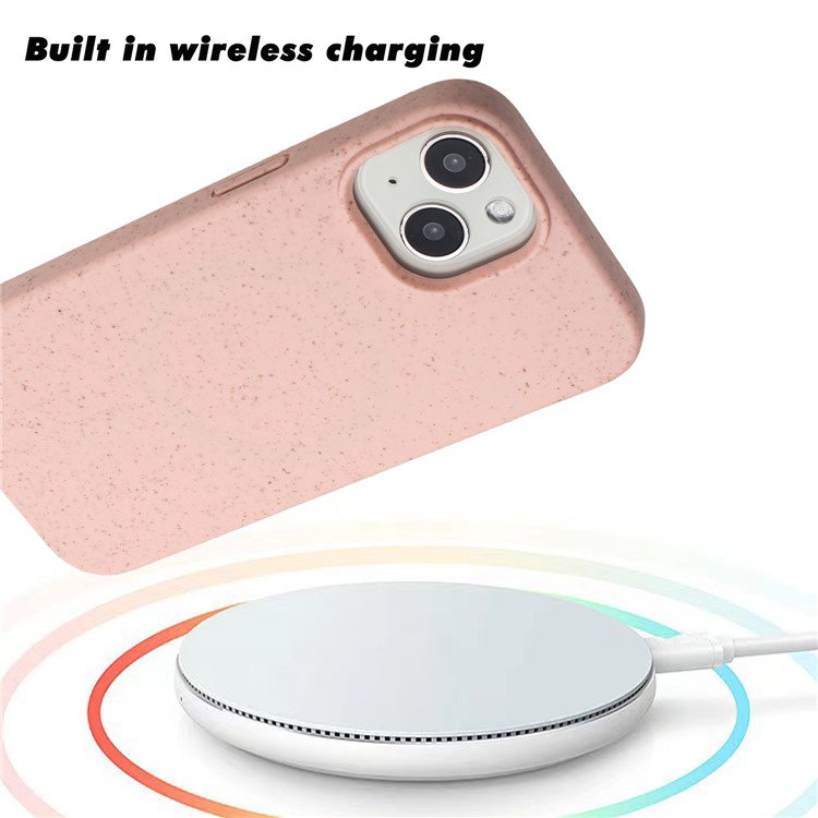 Elegant lyserødt iPhone 14 cover med miljøvenlige materialer