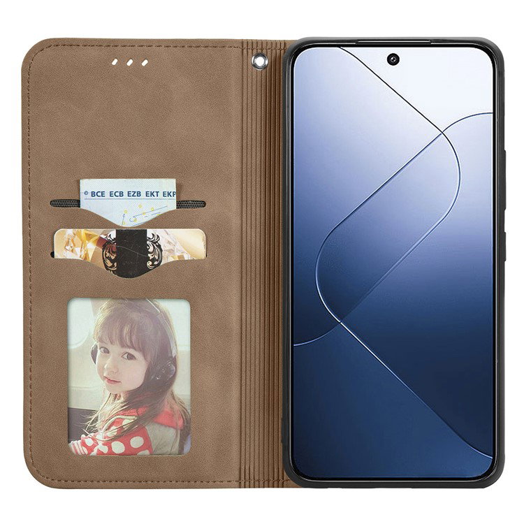 Læder Wallet-cover til Xiaomi 14T Pro åben med kortlommer