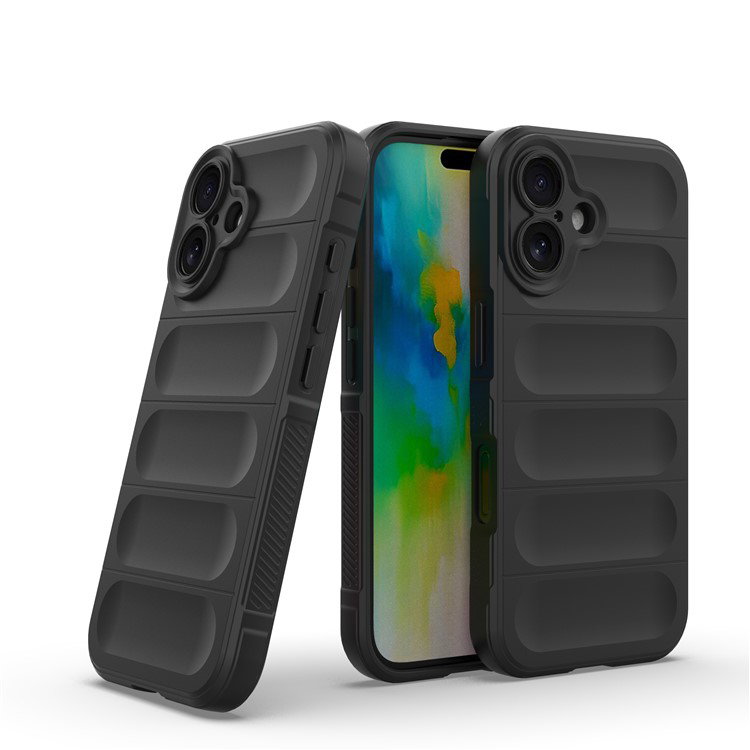 Bagvisning af det sorte iPhone 16 Plus cover