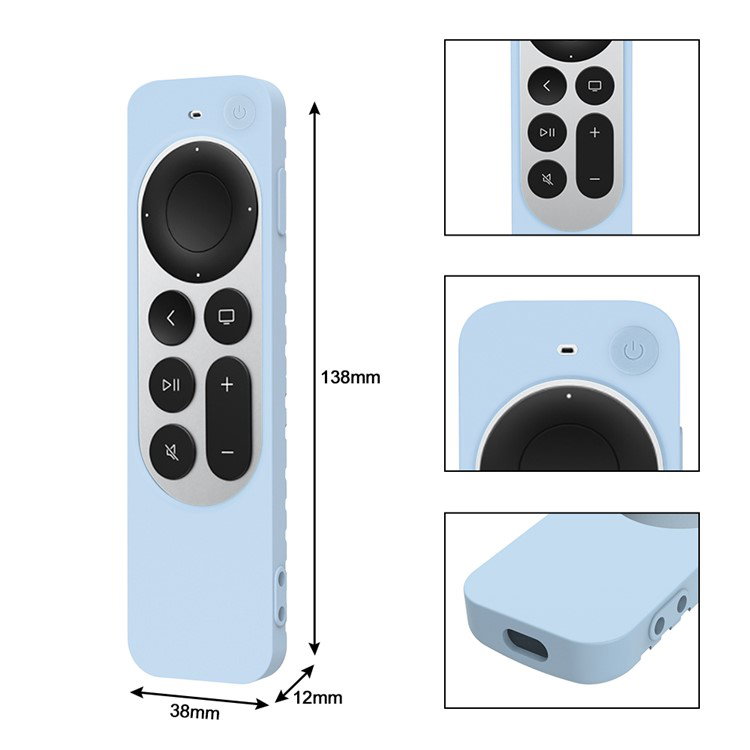 Blåt silikone cover til Apple TV Siri Remote 3. gen med fjernbetjening