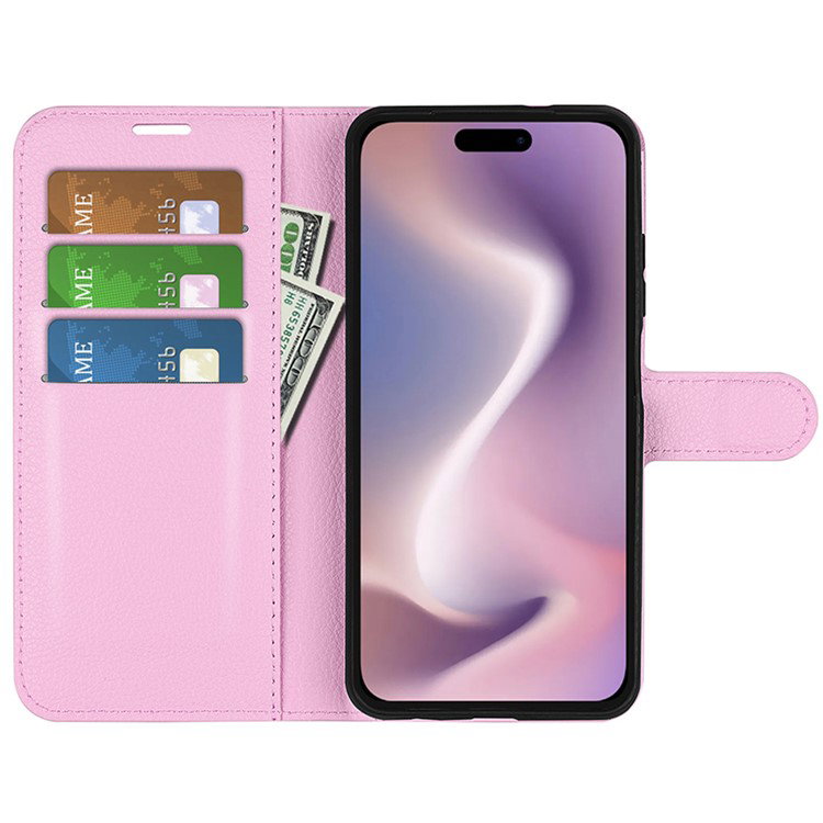 Pink iPhone 16 Pro Max læderetui åben kortholder