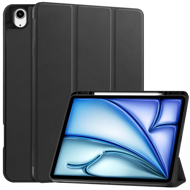 iPad Air 13 (2024) i sort læder etui set forfra
