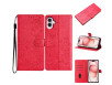 iPhone 16 Pung Etui - Sommerfugle & Blomstermotiv - Rød