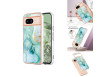 Google Pixel 8a Telefoncover med Marmor Mønster og Metal Glans - Grøn 003