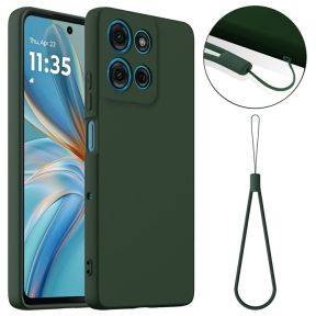 MagSafe Silikone Cover m. Håndrem til Motorola Moto G75 5G - Mørkegrøn