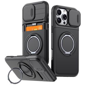 iPhone 16 Pro Cover - med kamerabeskyttelse & kortholder - Sort