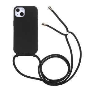 Silikone Cover med Snor til iPhone 13 Mini-Sort