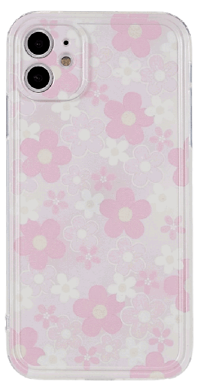 Blomster Silikone Cover til iPhone 11-Lyserød