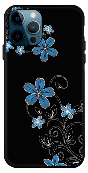 Blå Blomster Silikone Cover til iPhone 14 Pro Max
