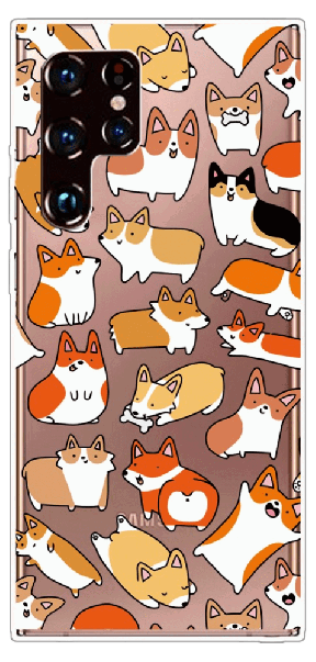 Gennemsigtigt Corgi Cover til Samsung Galaxy S22 Ultra