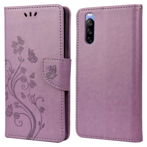 Butterfly Flower Flip Cover til Sony Xperia 10 III-Lilla