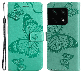 Papillo Læder Flip Cover til OnePlus 10 Pro-Grøn