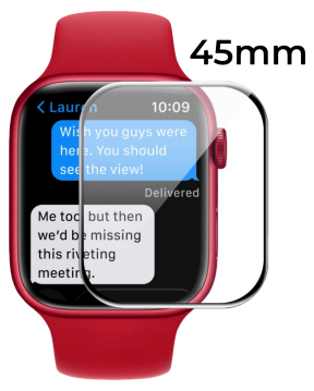 3D Curved Skærmbeskyttelse / Hærdet Beskyttelsesglas til Apple Watch 7 / 8 / 9 -45 mm