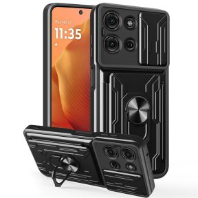 Hard Case Cover til Motorola Moto G75 5G med Kamerabeskytter, Kortholder & Magnet