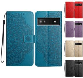 Google Pixel 8a Læder Etui med Mandalamønster - Frontvisning