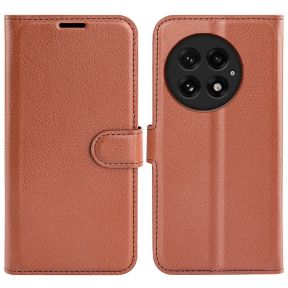 OnePlus 13 Læder Flip Cover med Magnet Luk - Brun