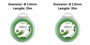 2x Trimmertråd til Worx Græstrimmer - 35 Meter Ø 2.0mm