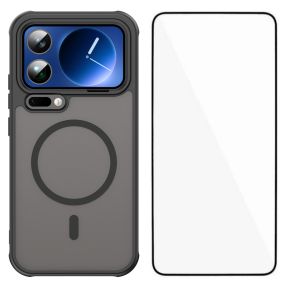 Xiaomi 17 Pro Sort Cover med Magnet inklusiv 1 stk Hærdet Beskyttelsesglas 