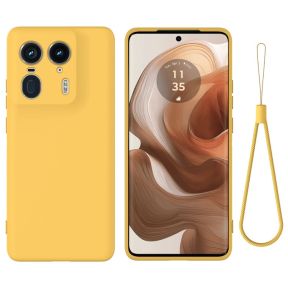 Motorola Edge 50 Ultra Silikone Cover m. Håndledsrem - Gul