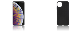 Pakke m. Skærmbeskyttelse / Hærdet Beskyttelsesglas til iPhone 11 & Carbon Fiber TPU Cover til iPhone 11