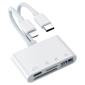 iPhone og USB-C Kortlæser – 4-i-1 Adapter til SD-, MicroSD- og USB-enheder