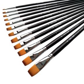 6 Stk Flade Nylon Hobbypensler til Olie- og Akrylmaling