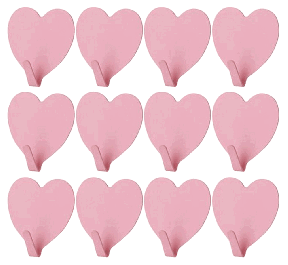 12 stk. Små Hjerte Knage i Børstet Stål-Pink