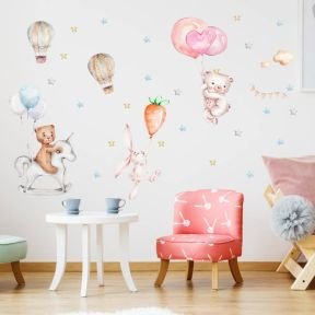Wallsticker / Vægklistermærker med Bamsedyr & Balloner til Børneværelset