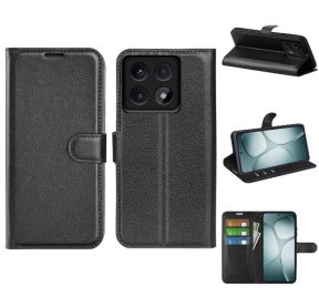 Sort læderpung cover til Xiaomi 14T forfra