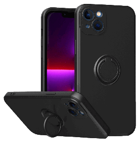 Silikone Cover med Kickstand til iPhone 14 Plus-Sort