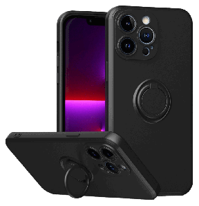 Silikone Cover med Kickstand til iPhone 14 Pro Max-Sort