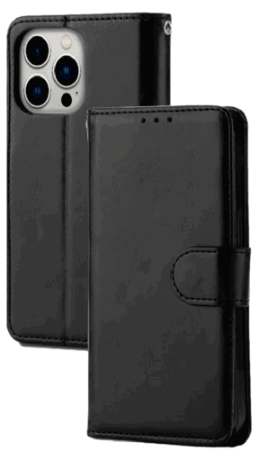 Graviera Læder Flip Cover til iPhone 14 Pro-Sort