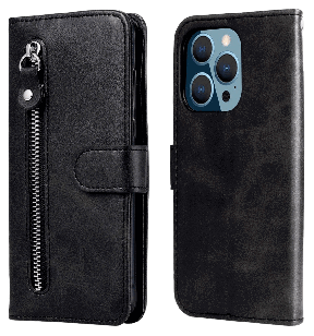 Zipper Flip Cover til iPhone 14 Pro-Sort