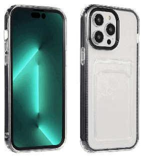 Gennemsigtig Cover med Kortholder til iPhone 14 Plus-Sort