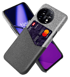 Cloth Cover med Kortholder til Oneplus 11 5G-Grå