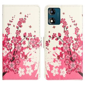 Cherry Læder Flip Cover med Kortholder og Stand til Motorola Moto E13