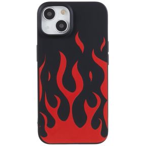 Silikone Cover med Flammer til iPhone 13 Mini-Sort
