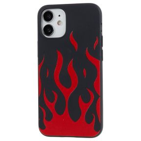 Silikone Cover med Flammer til iPhone 12 Mini-Sort