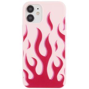 Silikone Cover med Flammer til iPhone 14-Lyserød