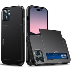 Slide Cover med Kortholder til iPhone 15 Pro Max-Sort