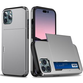 Slide Cover med Kortholder til iPhone 15 Pro Max-Grå